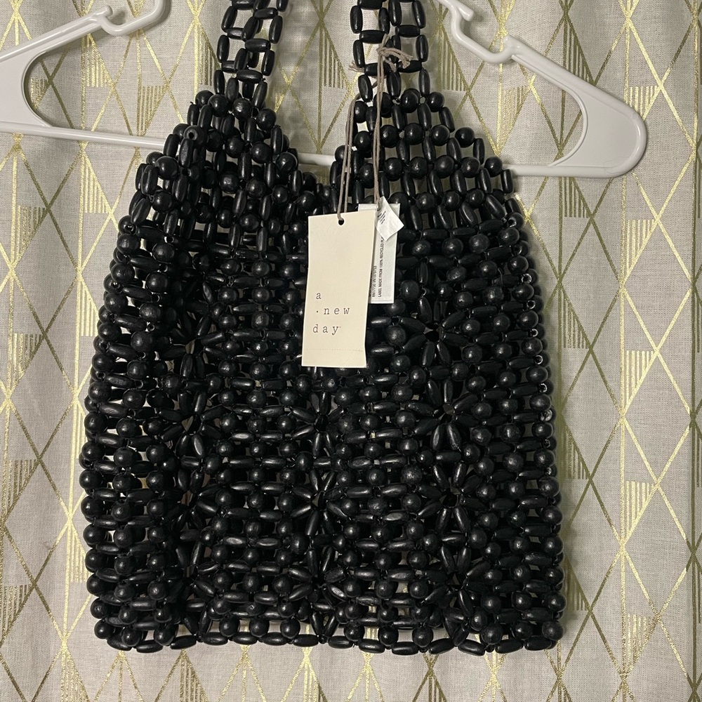 A New Day Elegant Black Beaded Tote